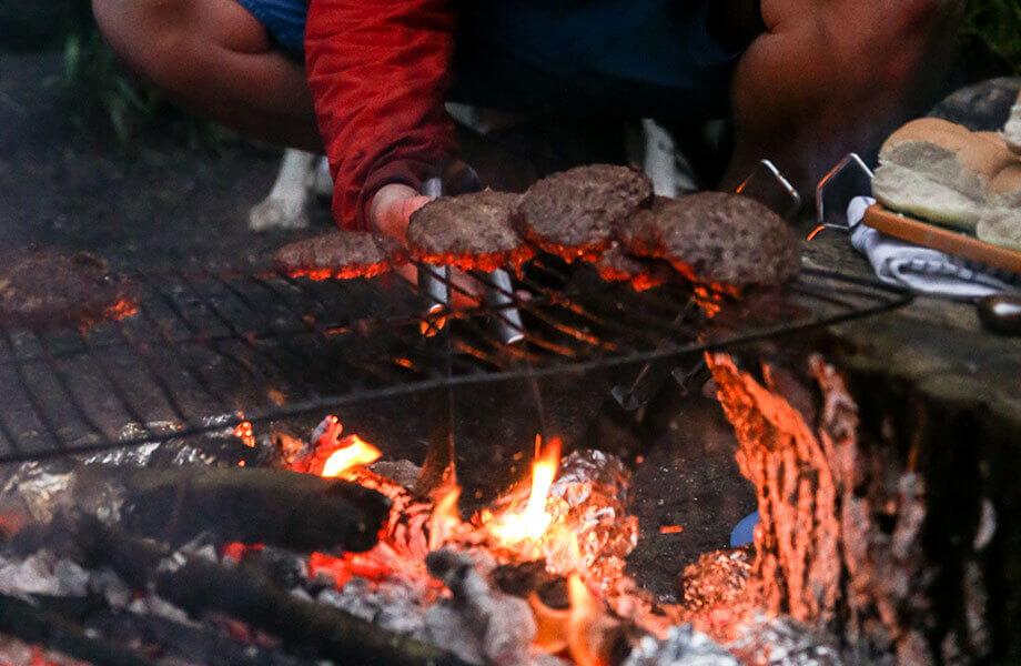 Cooking Burgers outdoors