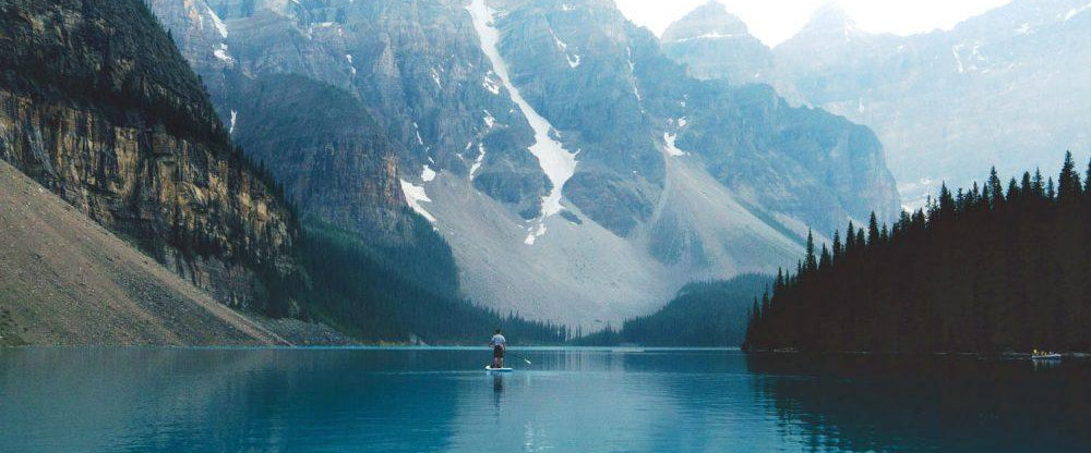 Paddleboarding in Moraine Lake, SUP Canada