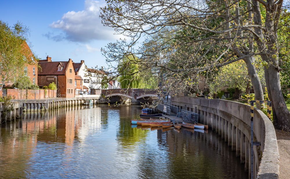 the river wensum in norwich on a sunny day