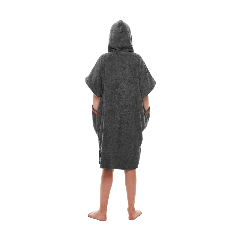 Red Grey Changing Robe Red Original Hooded Kids Towelling Change Robe - Grey