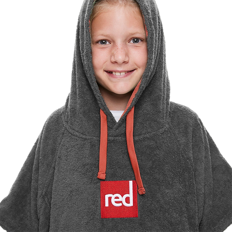 Red Grey Changing Robe Red Original Hooded Kids Towelling Change Robe - Grey