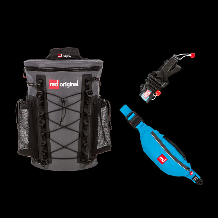 SUP Essentials Bundle: Airbelt PFD (Blue), Deck Bag & Shoulder Carry Strap