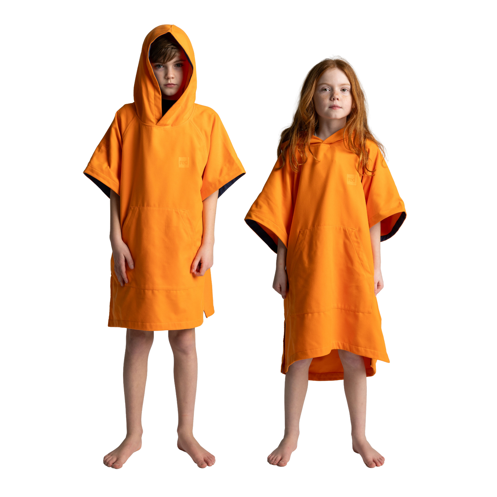 Kids' Quick Dry Microfibre Poncho Changing Robe - Bitter Orange