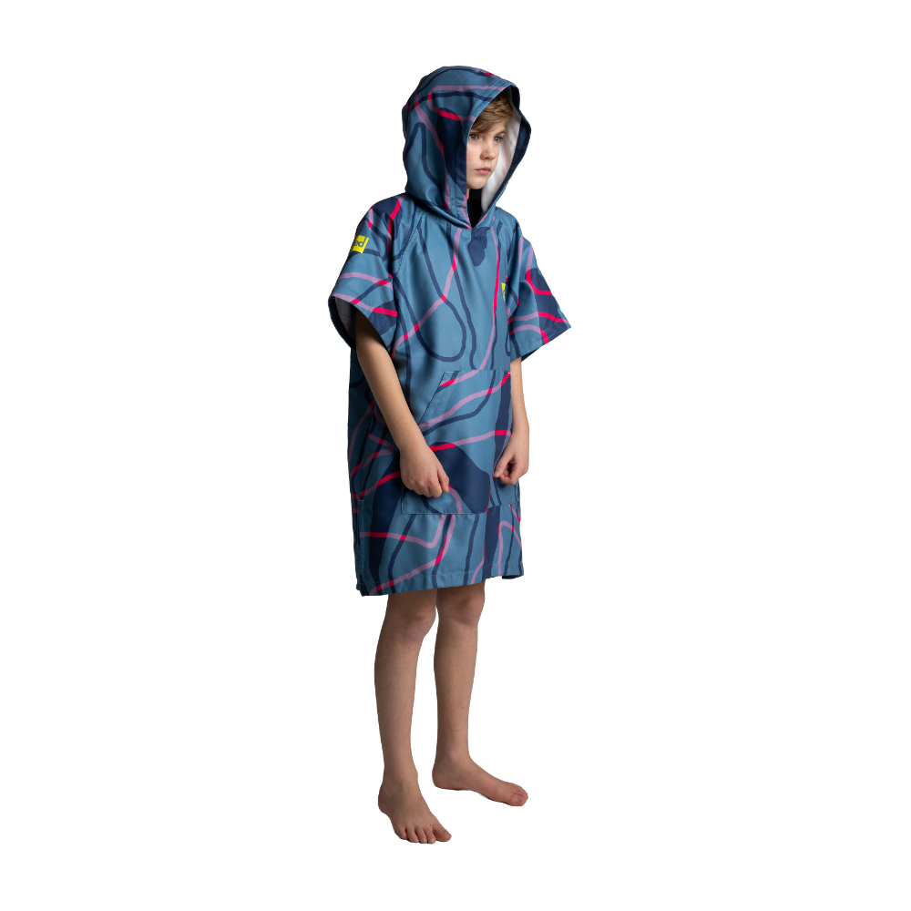 Kids' Quick Dry Microfibre Poncho Changing Robe - Tidal Textures