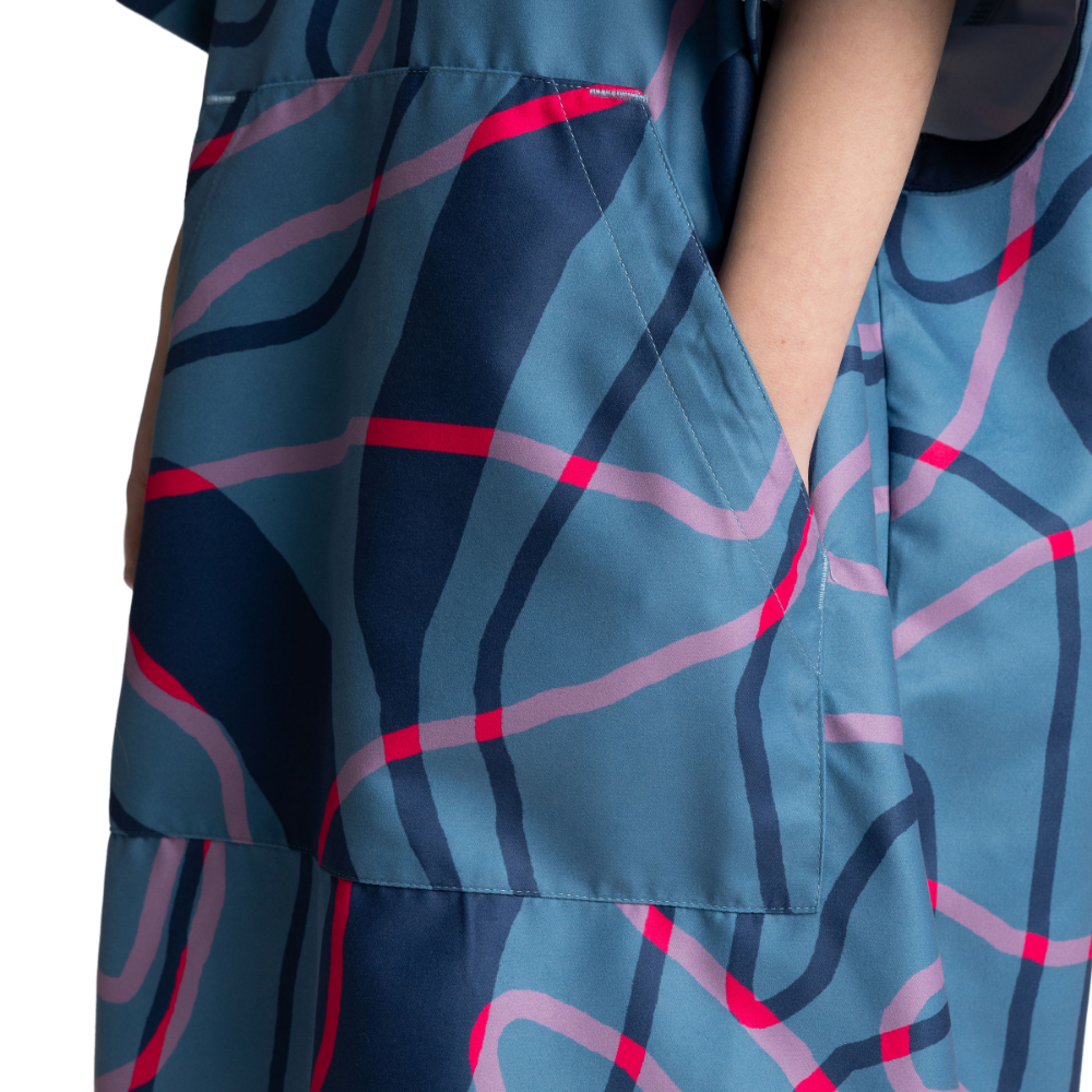 Kids' Quick Dry Microfibre Poncho Changing Robe - Tidal Textures