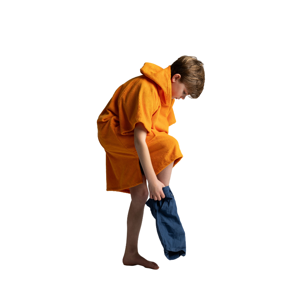 Kids' Towelling Poncho Changing Robe - Bitter Orange