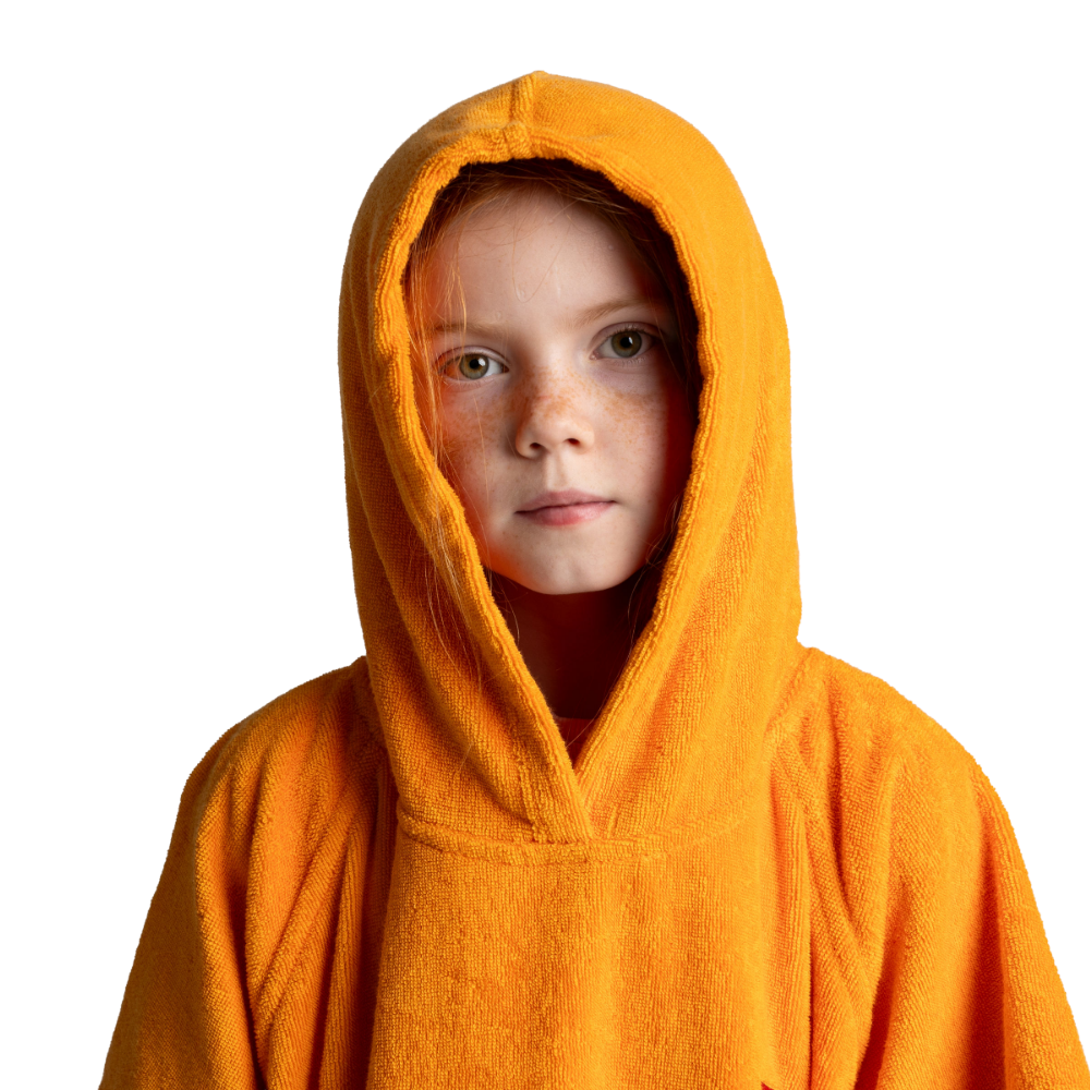 Kids' Towelling Poncho Changing Robe - Bitter Orange