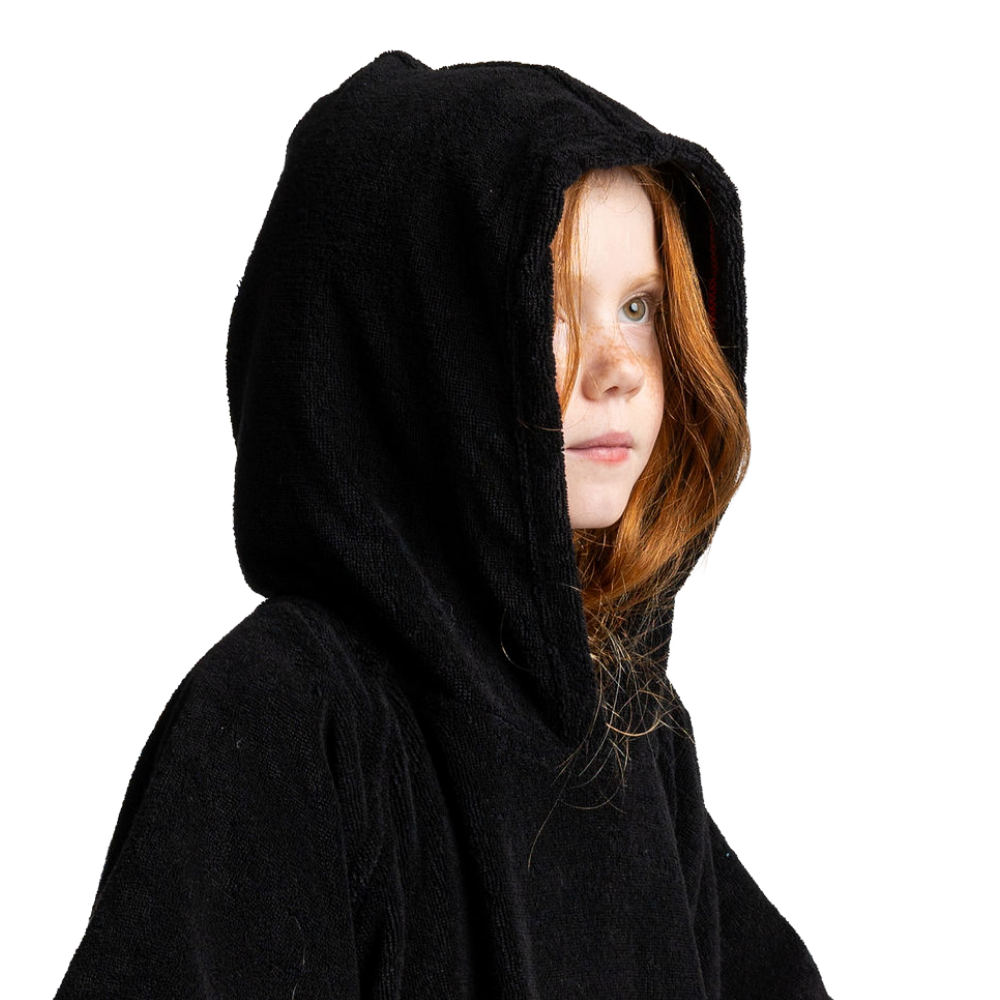 Kids' Towelling Poncho Changing Robe - Stealth Black