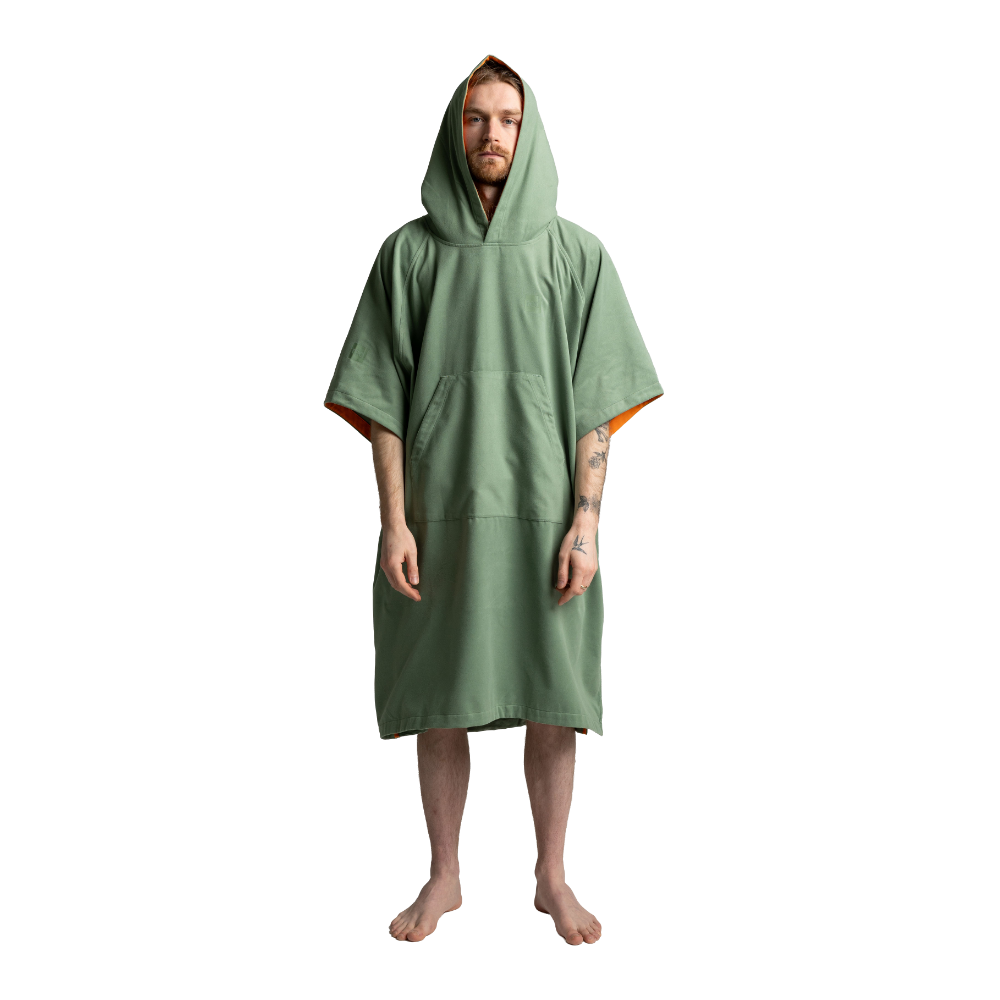 Men's Quick Dry Microfibre Poncho Changing Robe - Sage Green