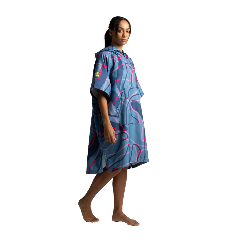 Women's Quick Dry Microfibre Poncho Changing Robe - Tidal Textures