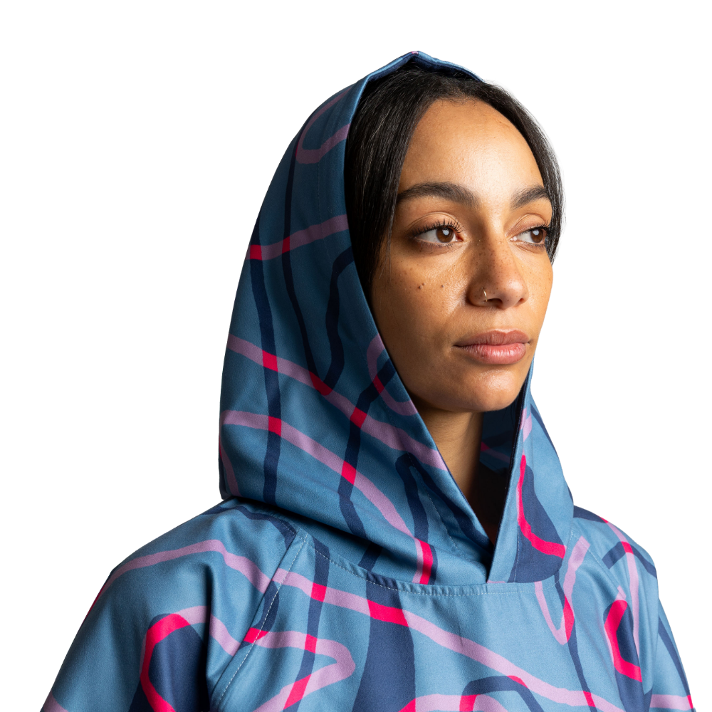 Women's Quick Dry Microfibre Poncho Changing Robe - Tidal Textures