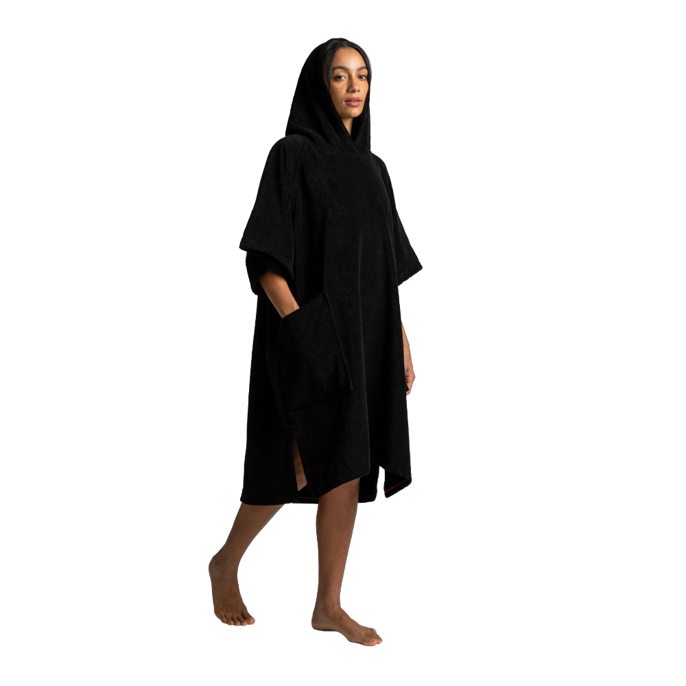Women's Towelling Poncho Changing Robe - Stealth Black