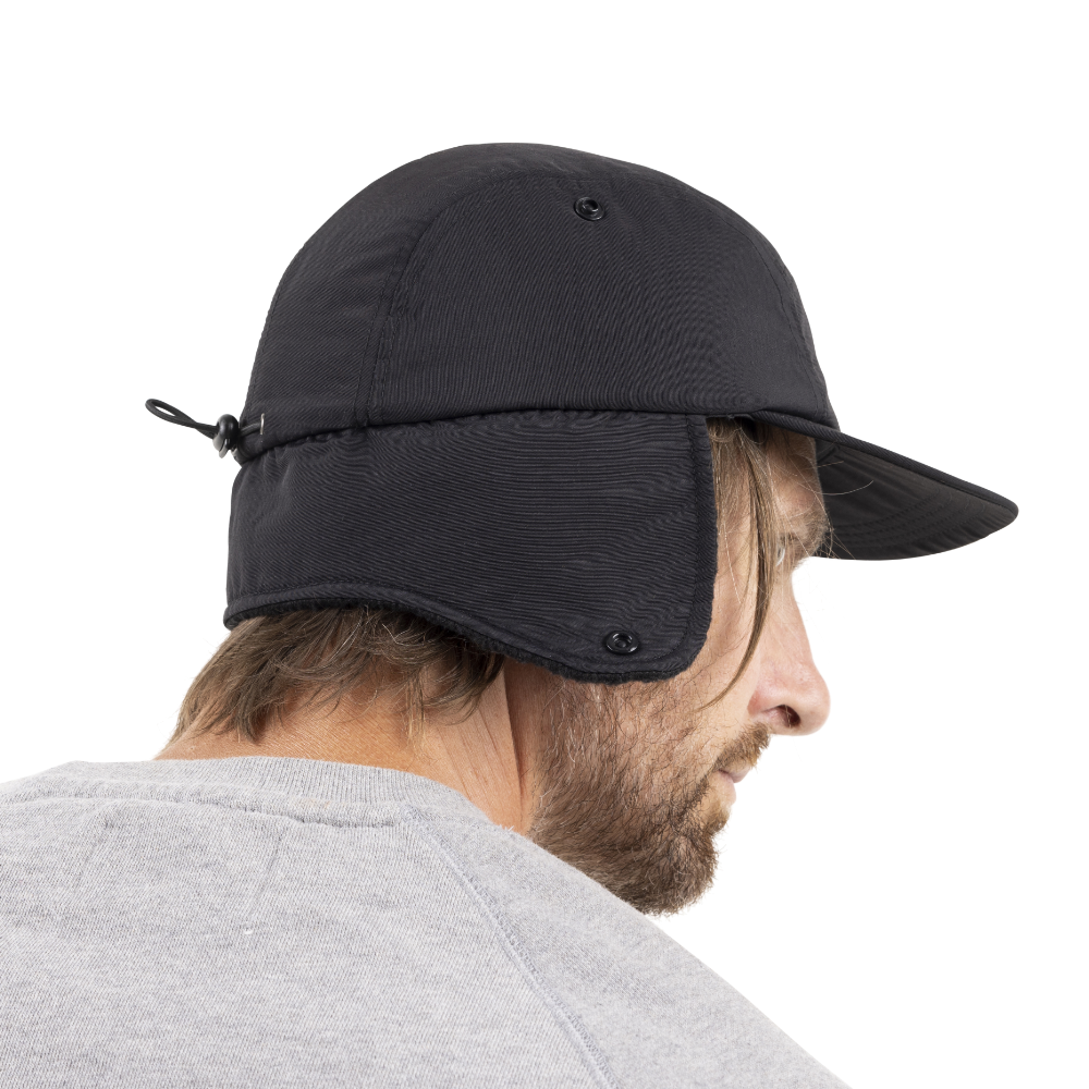 Fleece-Lined Peaked Trapper Hat - Stealth Black