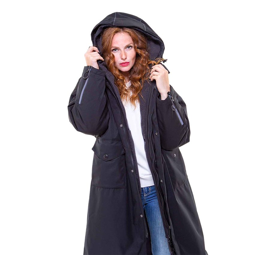 Women s Revolution Waterproof Parka Jacket Carbon Black Red Original UK Red Equipment UK